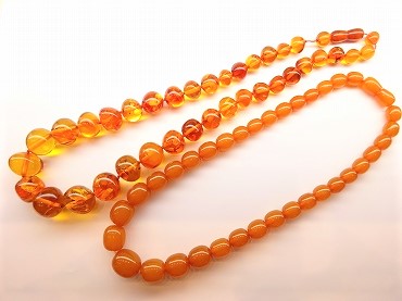 琥珀のネックレス組替えワイヤー交換修理／修理事例／ジュエリーの修理